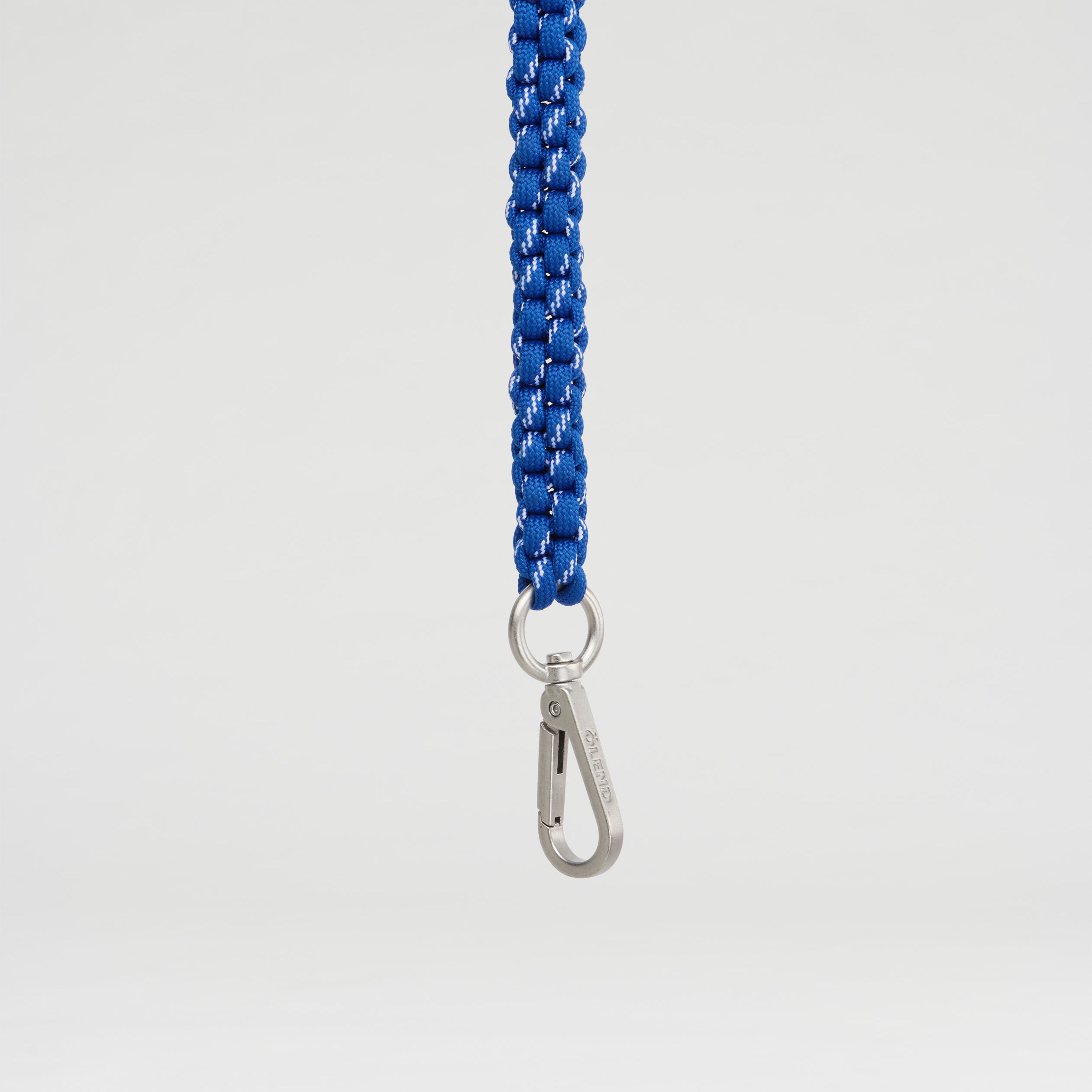 Olend Climbing Keychain in cobalt blue — woven paracord keychain with silver carabiner clip, colourful bag accessory and key organiser